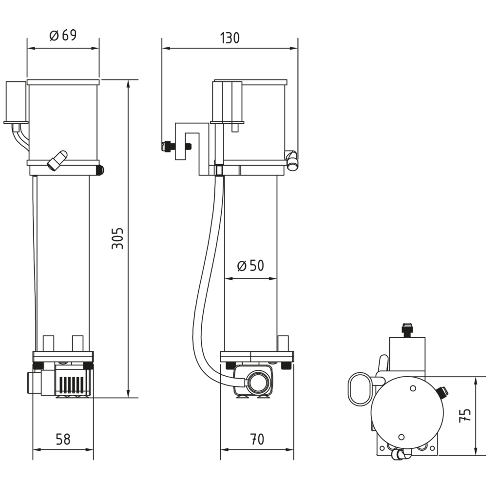 EVO 101 Motorbetriebener regelbarer Innenabschäumer