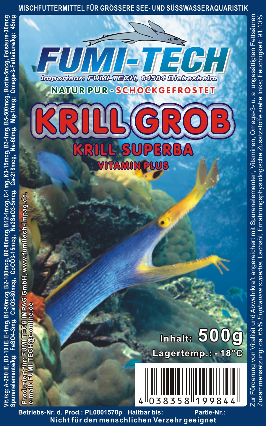 Frostfutter Krill Grob 500g Flachtafel