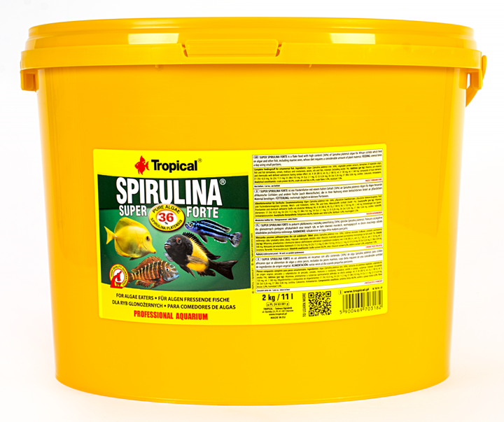 Super Spirulina Forte 36% Flockenfutter - Tropical 11L Kg Eimer 