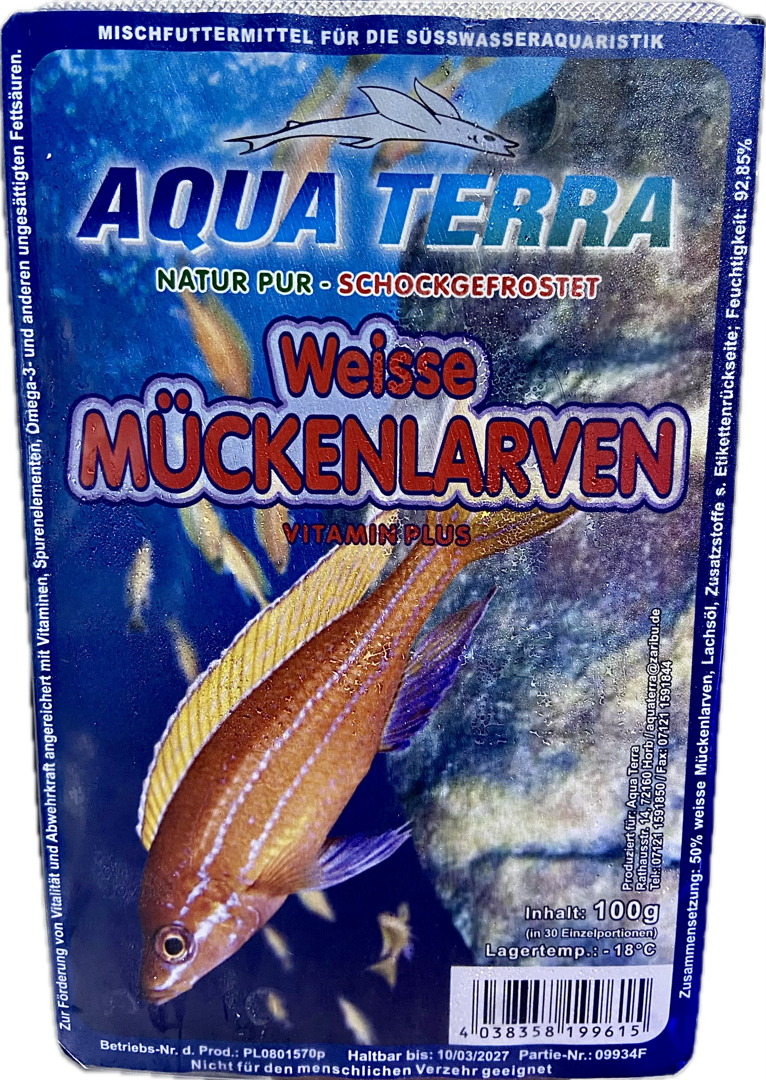 Frostfutter Weiße  Mückenlarven 100g Blister