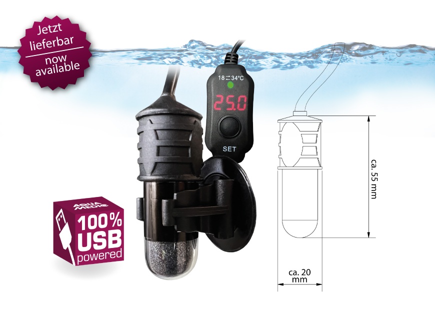 Heizer  10W Regelbarer mit USB-Anschluss für kleinere Aquarien