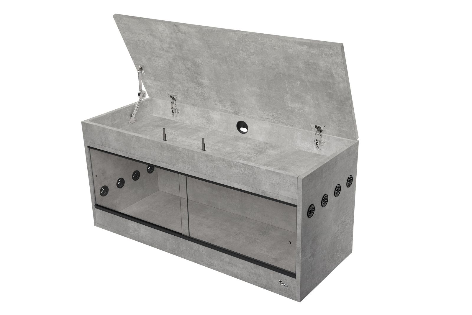 Holzterrarium mit Staufach Beton