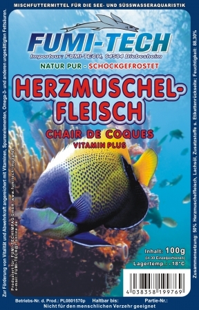Frostfutter Herzmuscheln gehackt 100g Blister Frostfutter Herzmuscheln gehackt 100g Blister