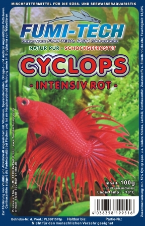 Frostfutter Cyclops 100g Blister rot mit ( Astaxanthin u. Vitamine ) 