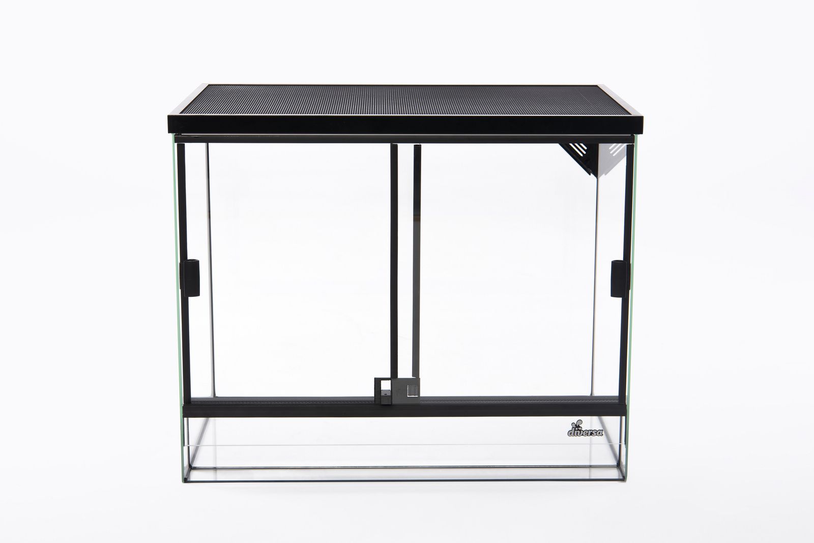 Terrarium  L120xT40H50 6mm Glas mit schwarzem Gitterdeckel