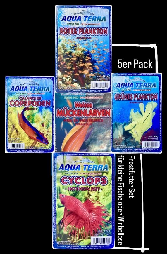 Frostfutter Set - 5er Pack - für kleine Fische und Wirbellose Fischfutter-Set 