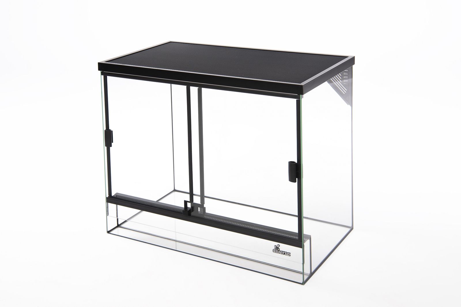 Terrarium  L120xT40H50 6mm Glas mit schwarzem Gitterdeckel