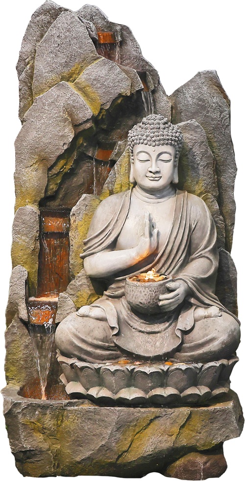 Buddha Sugato mit Wasserlauf u Quellschale