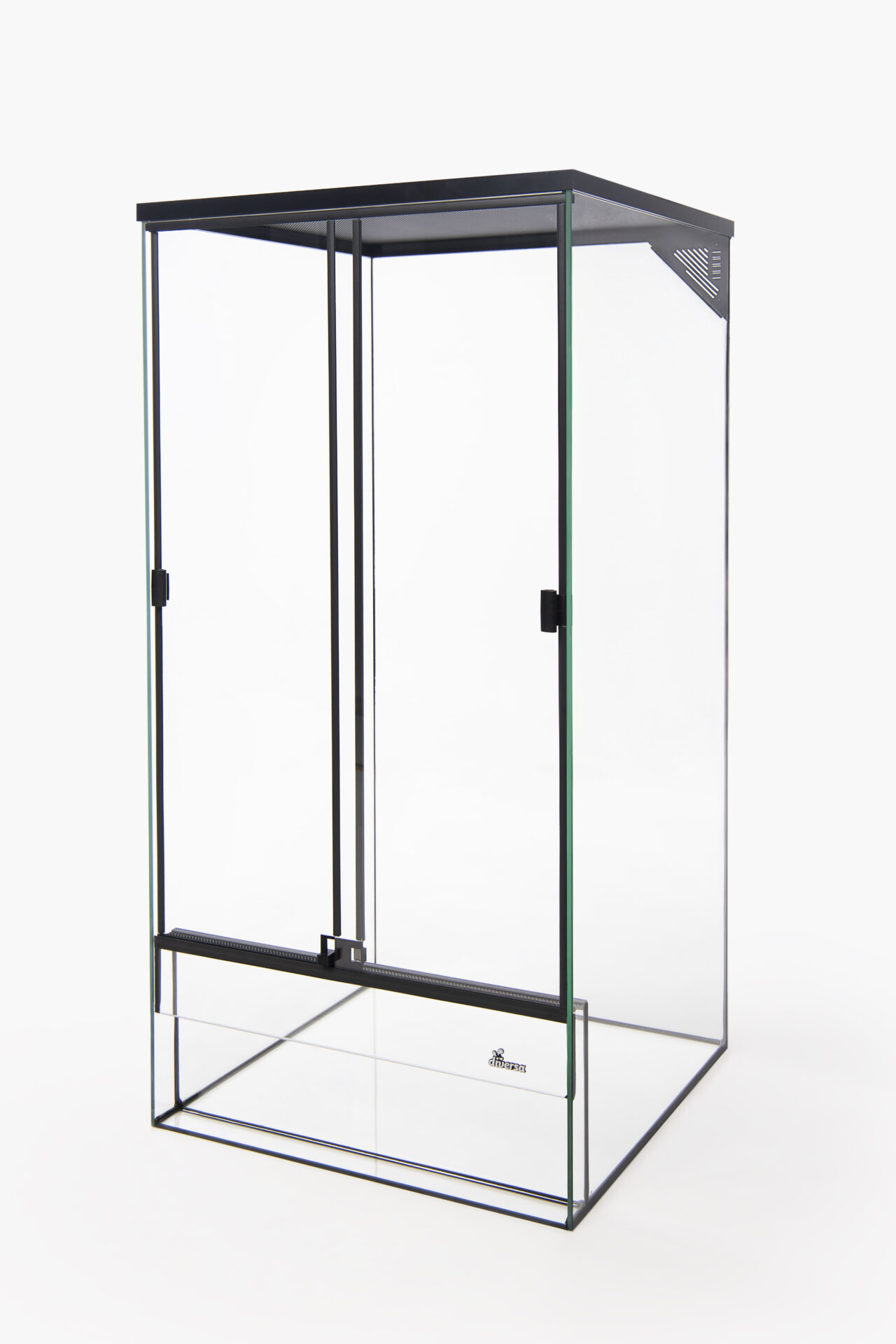 Terrarium hoch L60xT30xH120 6mm Glas mit schwarzem Gitterdeckel